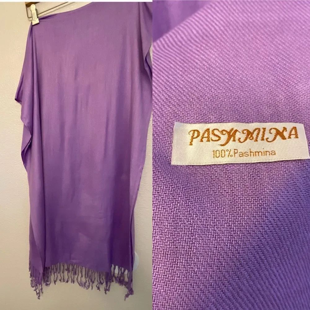 Pashmina 100% lavender lilac purple color Fringe Scarf Wrap Shawl 27x76